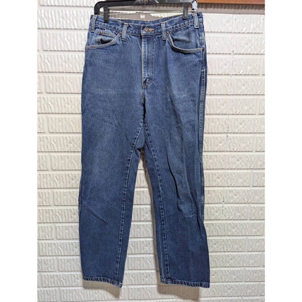 Dickies Men's Blue Mid-Wash Mid-Rise Straight-Leg Denim Jeans Size 34X32